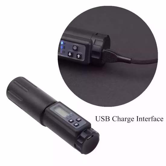 Máquina de caneta de tatuagem rotativa com bateria sem fio, display LED, fornecimento de equipamento de tatuagem